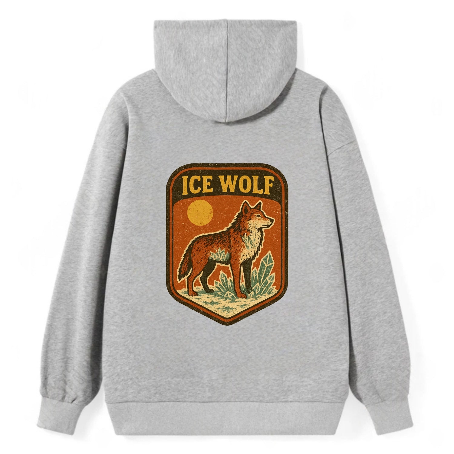 Ice Wolf Crystal  - Classic Pullover Hoodie - Grey