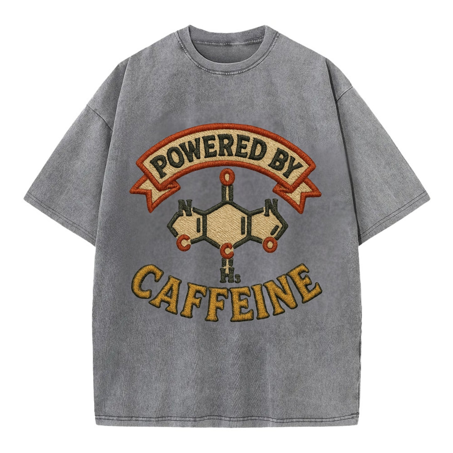 Powered By Caffeine  - Vintage T-shirt - Grey