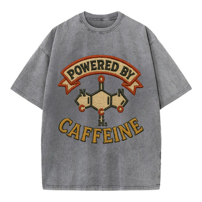 Powered By Caffeine  - Vintage T-shirt - Grey