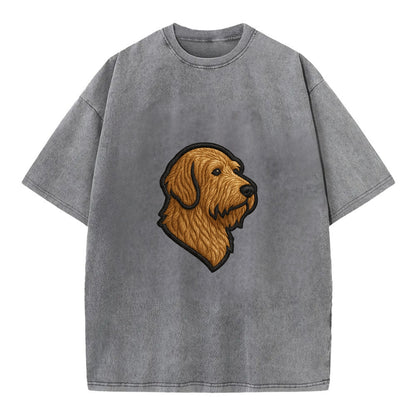 Otterhound - Trendy shaggy hound logo wi - Vintage T-shirt - Grey
