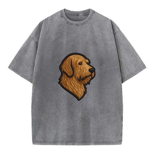 Otterhound - Trendy shaggy hound logo wi - Vintage T-shirt - Grey