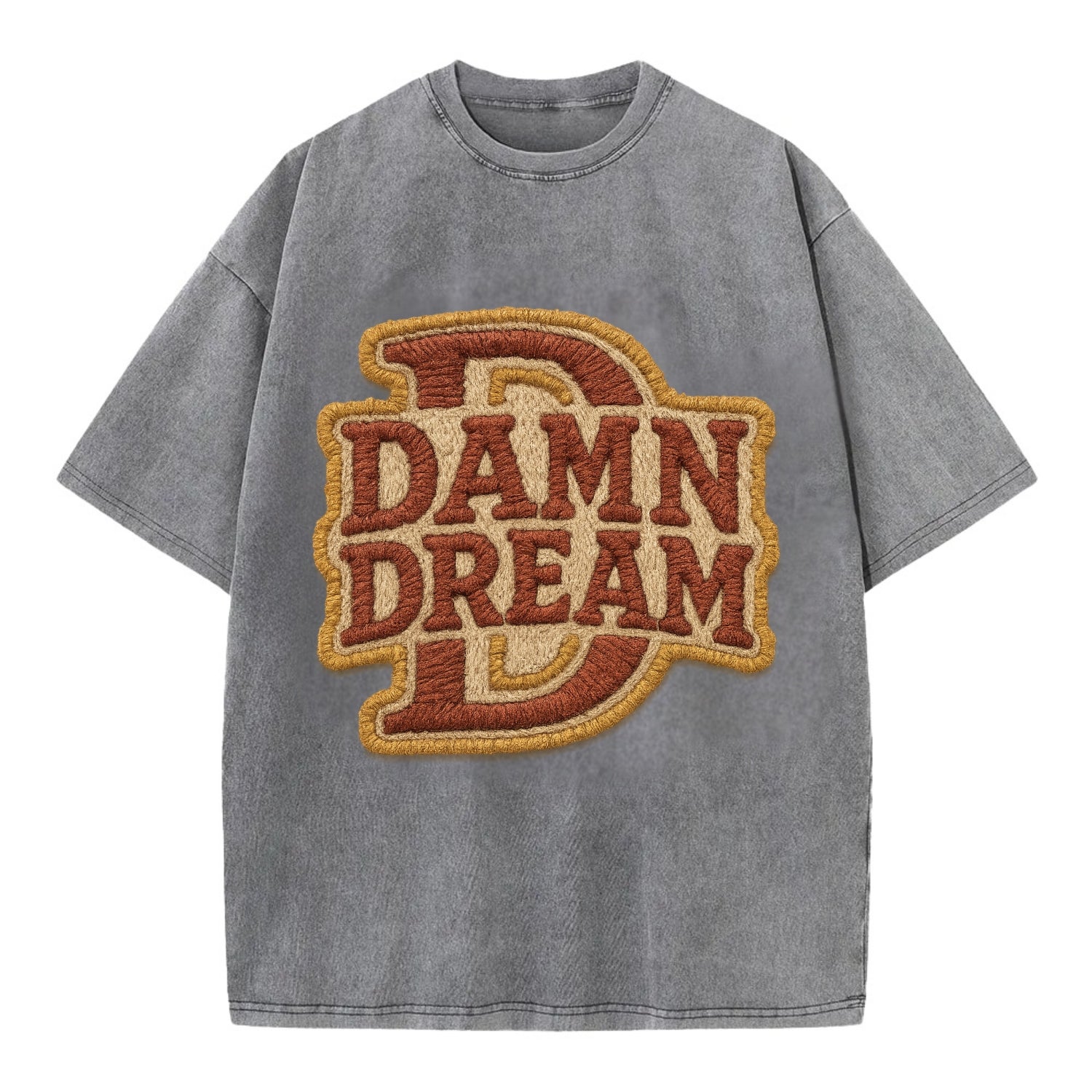 DAMN;DREAM BIG Motivational White Cap - Vintage T-shirt - Grey