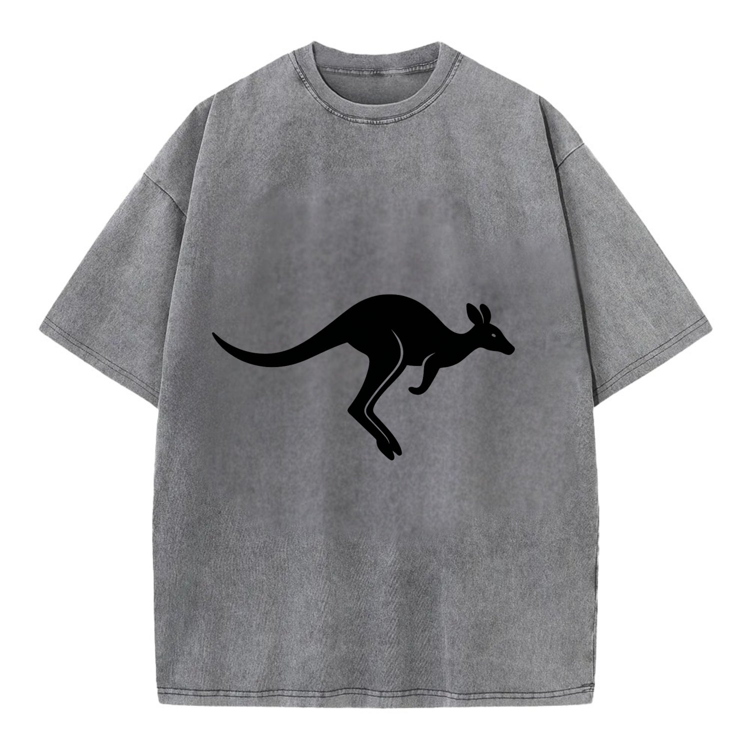 Kangaroo leaping across outback - Vintage T-shirt - Grey