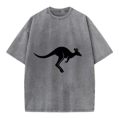 Kangaroo leaping across outback - Vintage T-shirt - Grey