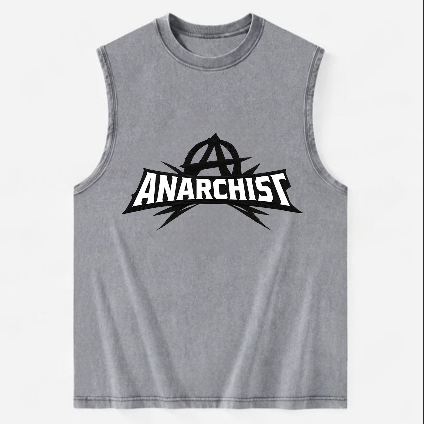 Bold typography design - "ANARCHIST" - no masters, self-governed - Vintage Washed Tank - Grey