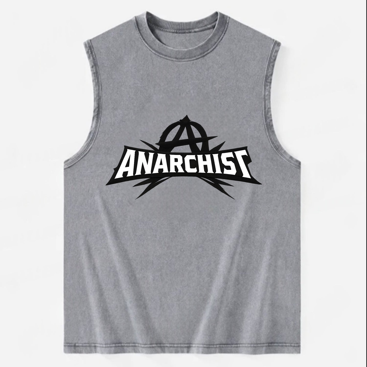 Bold typography design - "ANARCHIST" - no masters, self-governed - Vintage Washed Tank - Grey