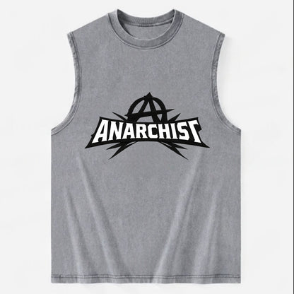 Bold typography design - "ANARCHIST" - no masters, self-governed - Vintage Washed Tank - Grey