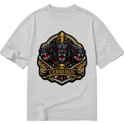 CERBERUS THREE HEADS - triple hound in black and red , underworld - Classic T-shirt - Grey