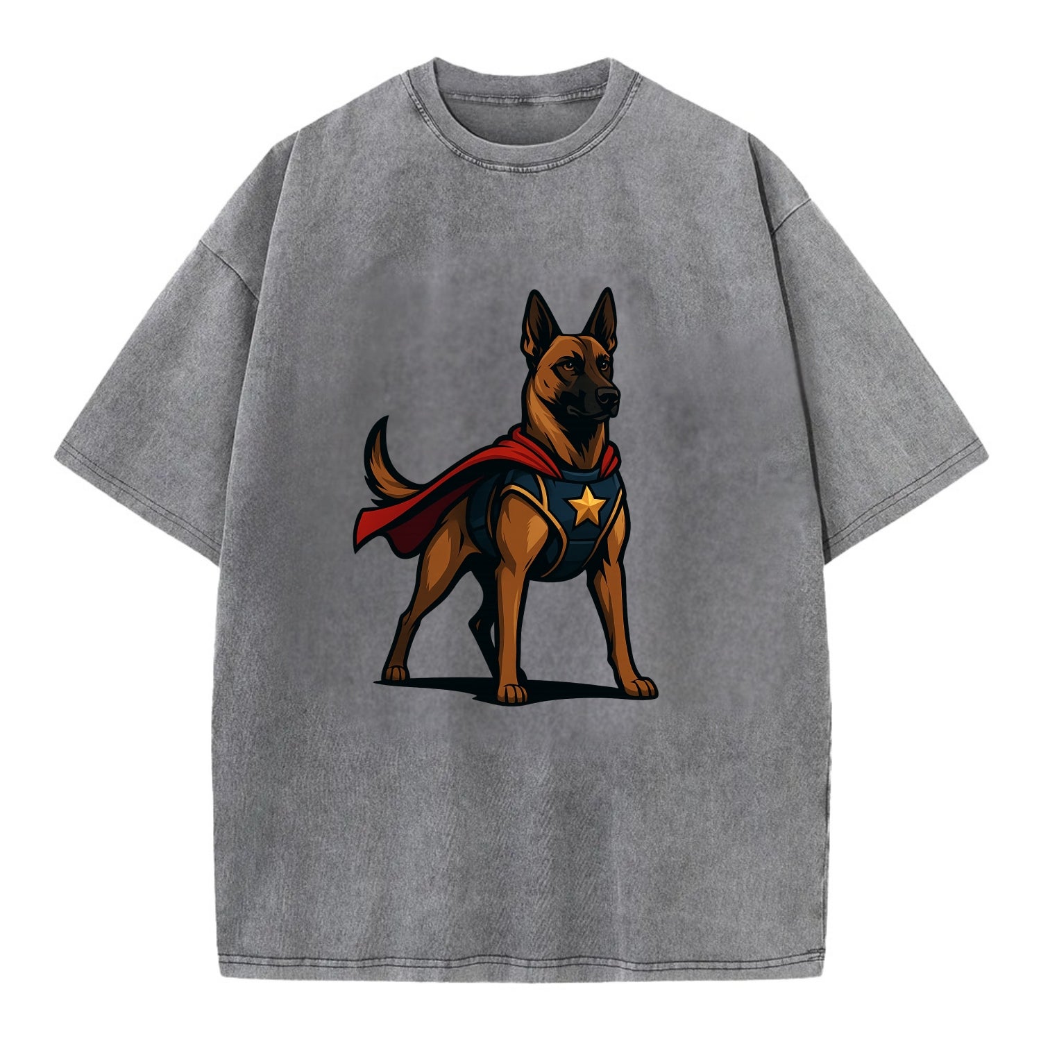 Belgian Malinois Guardian Hero  - Vintage T-shirt - Grey