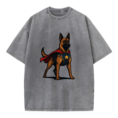 Belgian Malinois Guardian Hero  - Vintage T-shirt - Grey