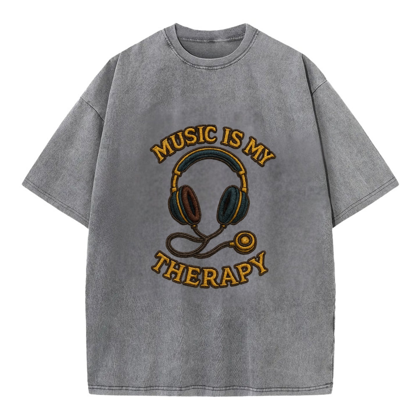Music Is My Therapy  - Vintage T-shirt - Grey