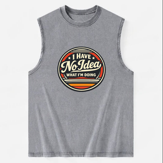 Confidently Clueless Emblem - Vintage Washed Tank - Grey