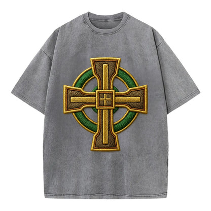 Durrow Cross - Vintage T-shirt - Grey