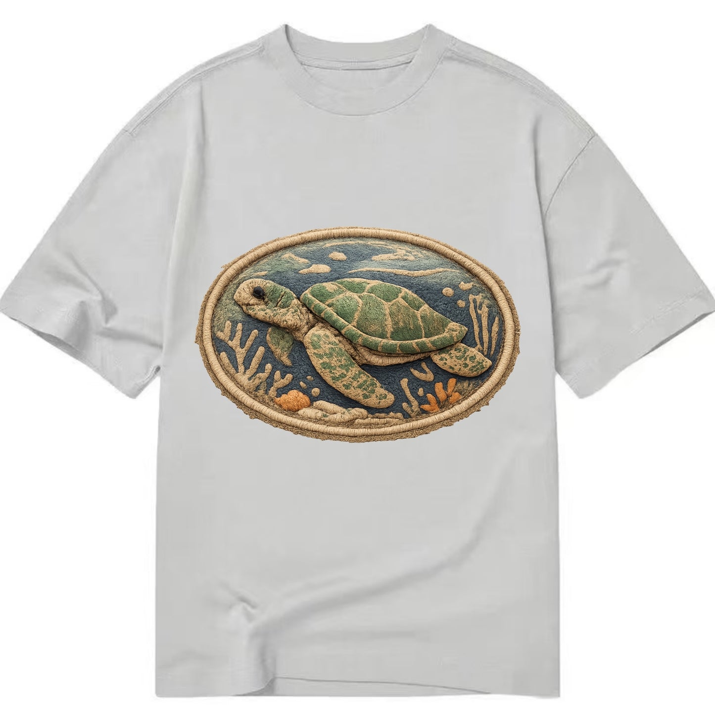SEA TURTLE - swimming turtle in green and blue , ocean life - Classic T-shirt - Grey