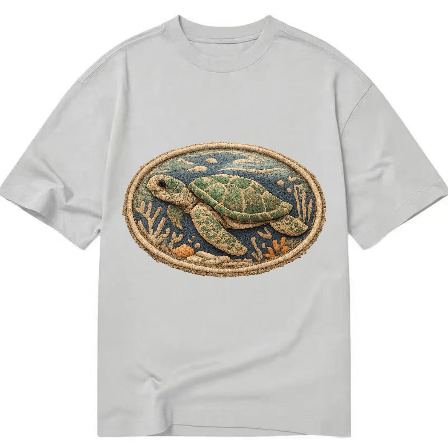 SEA TURTLE - swimming turtle in green and blue , ocean life - Classic T-shirt - Grey