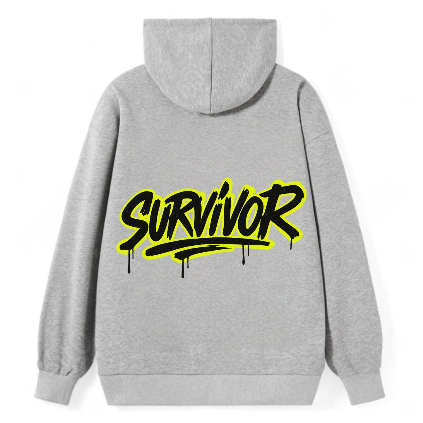 Bold typography design - "SURVIVOR" - overcomer, still standing, made it - Classic Pullover Hoodie - Grey