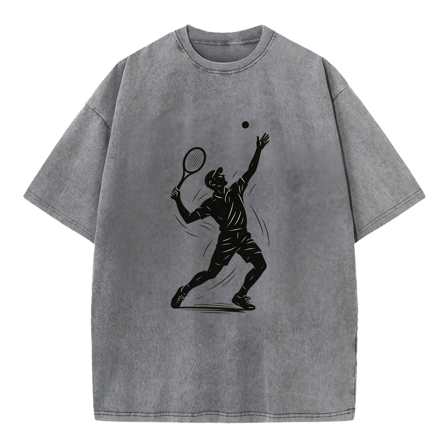 Tennis player serving with powerful form - Vintage T-shirt - Grey