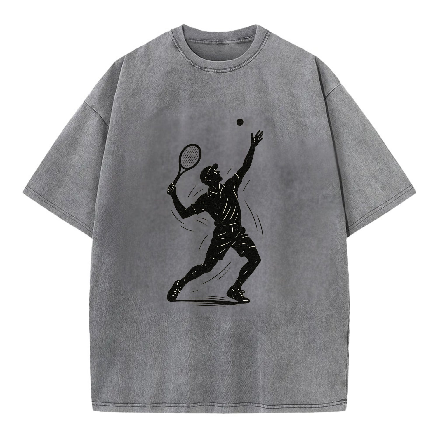 Tennis player serving with powerful form - Vintage T-shirt - Grey