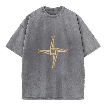 Saint Brigid's Cross  - Vintage T-shirt - Grey