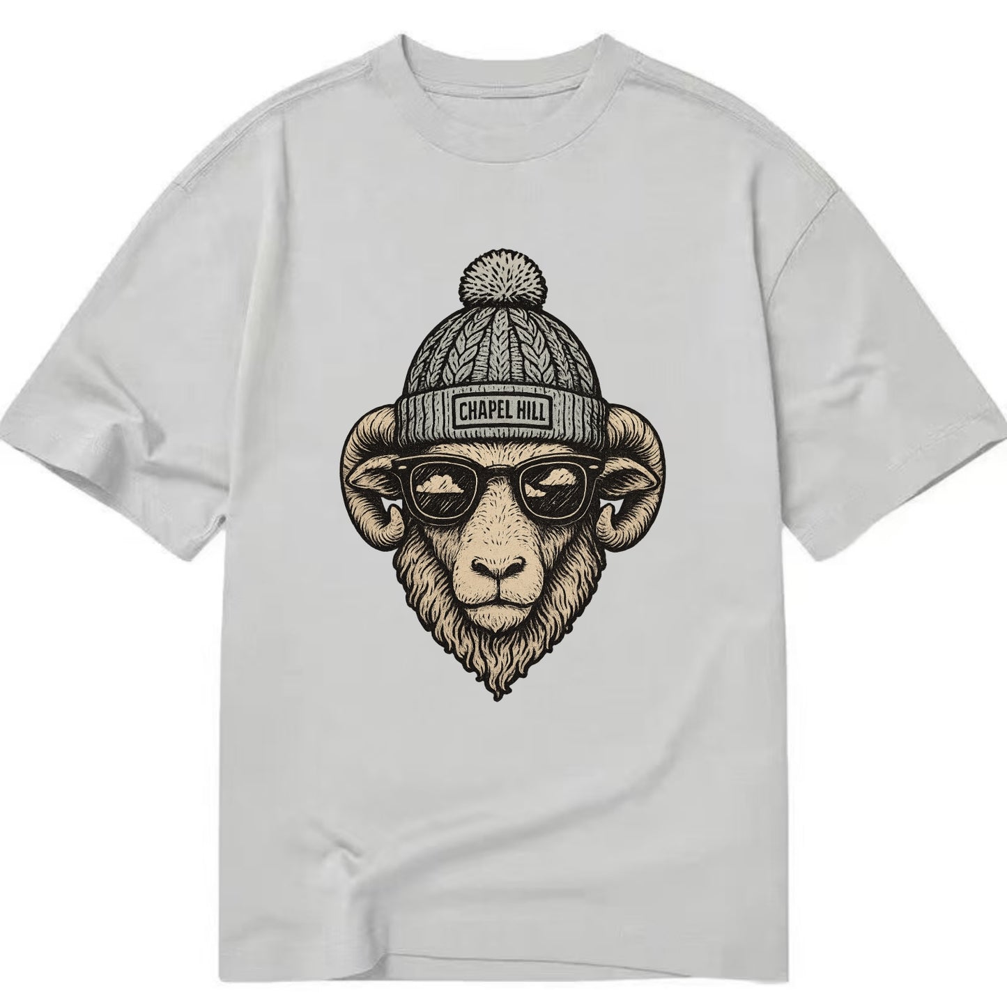 Chapel Hill Tar Heel Ram wearing UNC bea - Classic T-shirt - Grey
