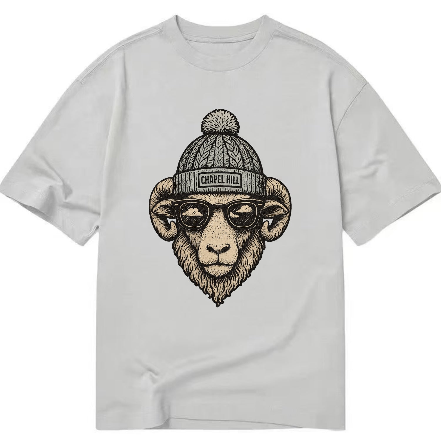 Chapel Hill Tar Heel Ram wearing UNC bea - Classic T-shirt - Grey