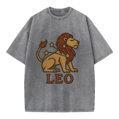 Leo Lion  - Vintage T-shirt - Grey