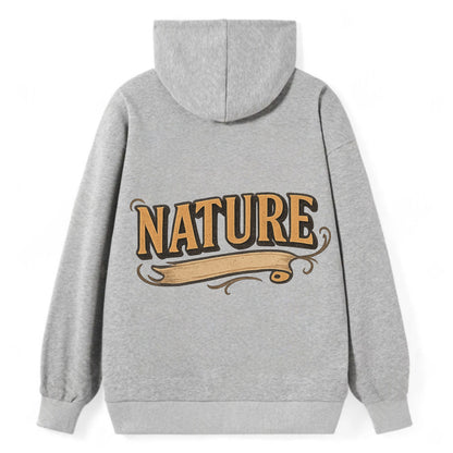 Bold typography design - "NATURE" - natural world, organic - Classic Pullover Hoodie - Grey
