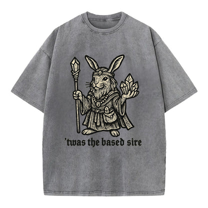 Crystals Healing Hippie Rabbit  - Vintage T-shirt - Grey