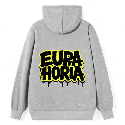 Bold typography design - "EUPHORIA" - intense happiness, ecstasy - Classic Pullover Hoodie - Grey