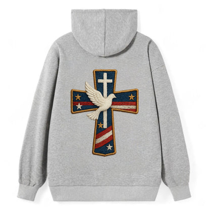 Dove and Cross  - Classic Pullover Hoodie - Grey