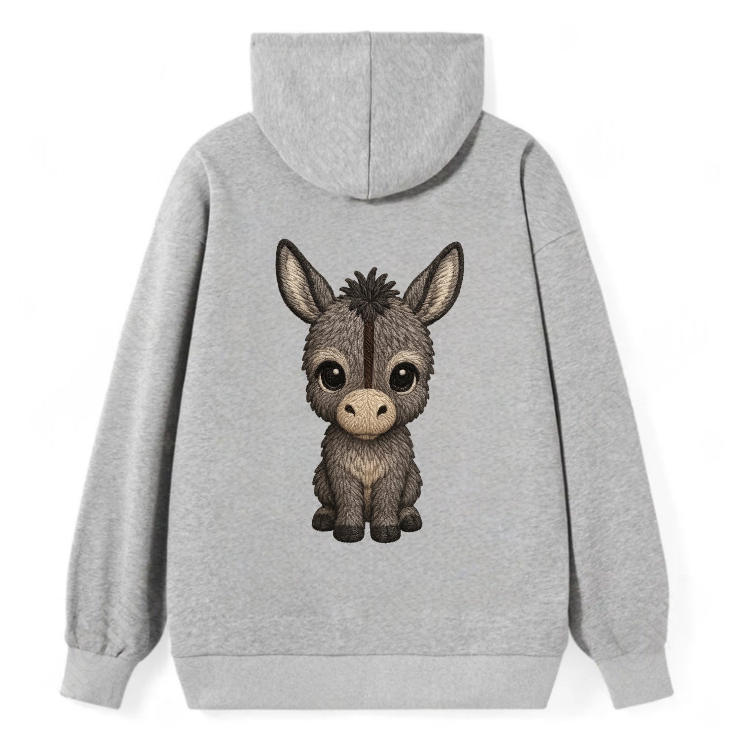 Baby Donkey Foal - gray fluffy, long ears, dark stripe, gentle eyes, - Classic Pullover Hoodie - Grey