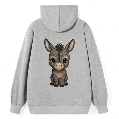 Baby Donkey Foal - gray fluffy, long ears, dark stripe, gentle eyes, - Classic Pullover Hoodie - Grey