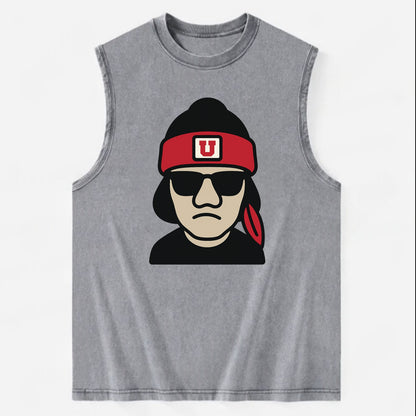 Salt Lake Ute wearing Utah beanie with U patch - Vintage Washed Tank - Grey