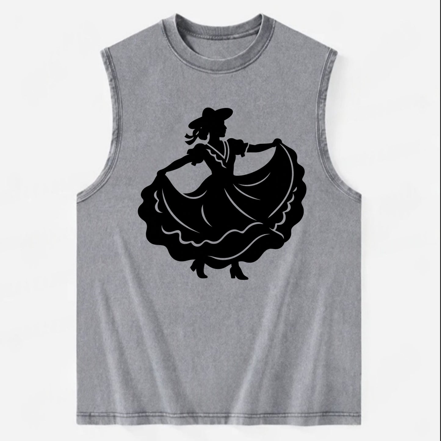 Mexican folk dancer twirling skirt - Vintage Washed Tank - Grey