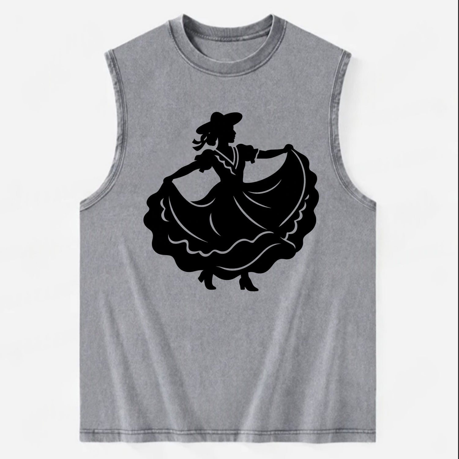 Mexican folk dancer twirling skirt - Vintage Washed Tank - Grey