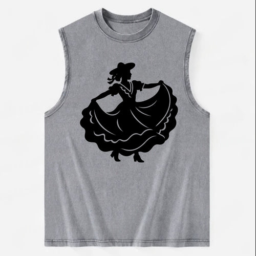 Mexican folk dancer twirling skirt - Vintage Washed Tank