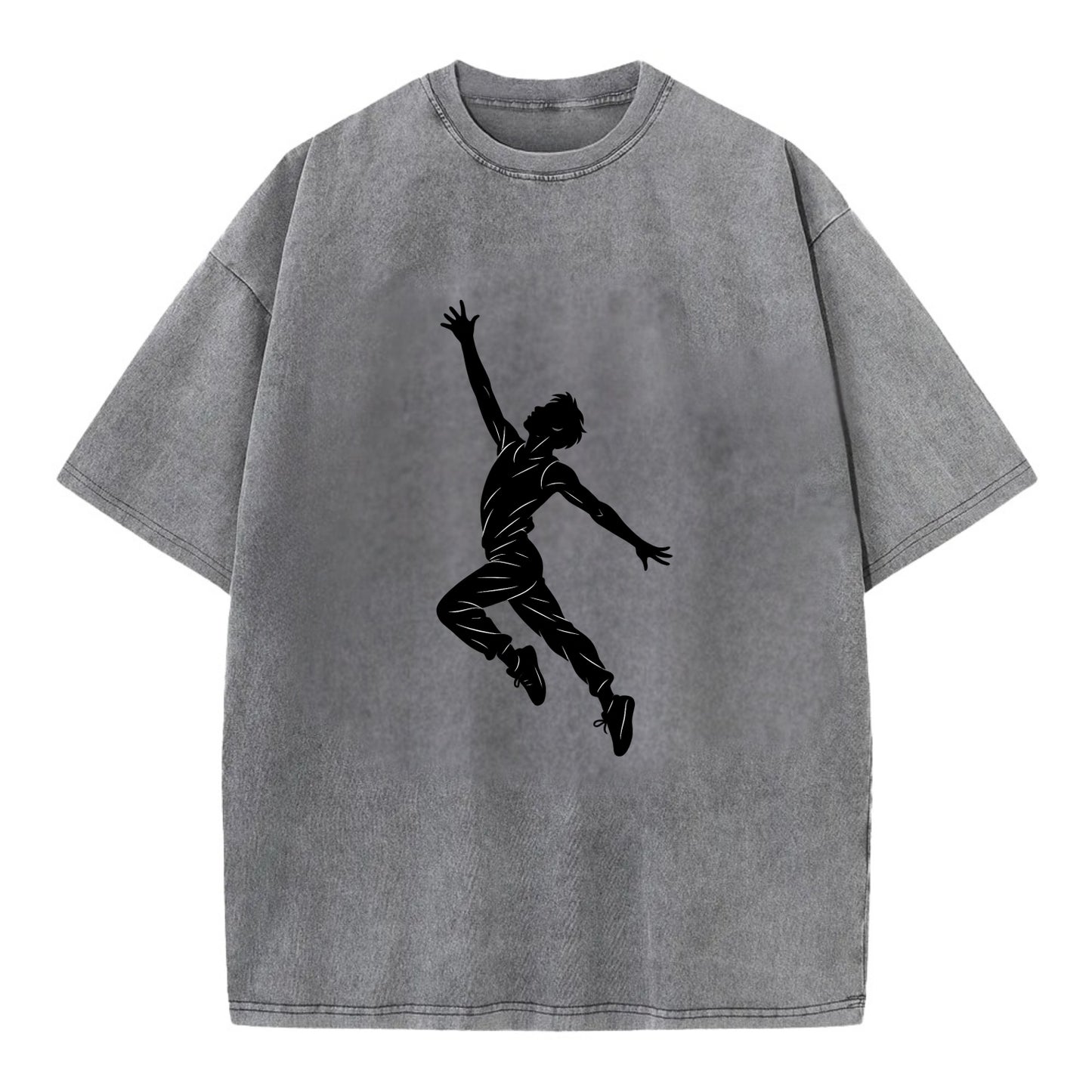 Modern dancer reaching skyward - Vintage T-shirt - Grey