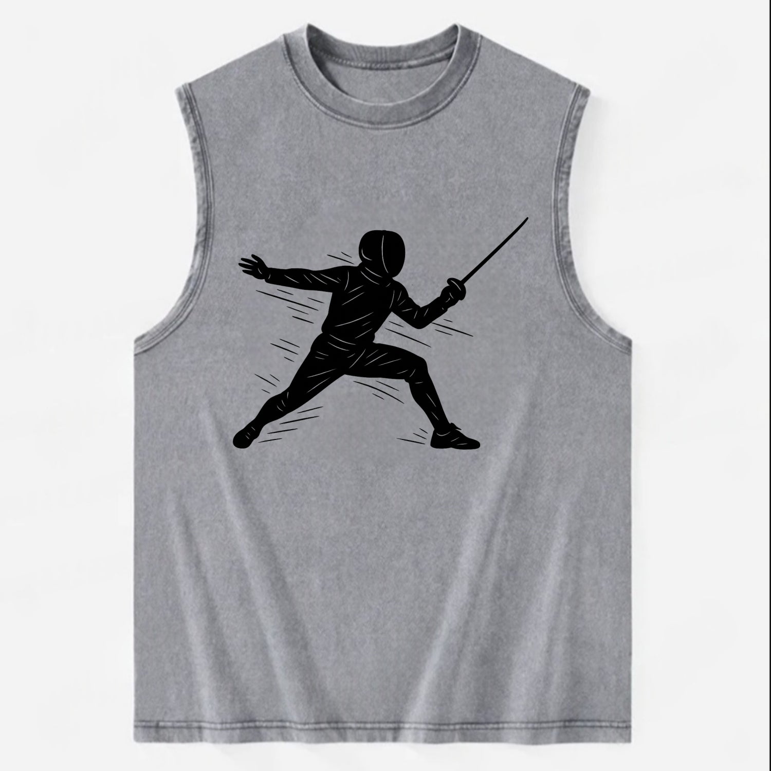 Fencer lunging attack position - Vintage Washed Tank - Grey