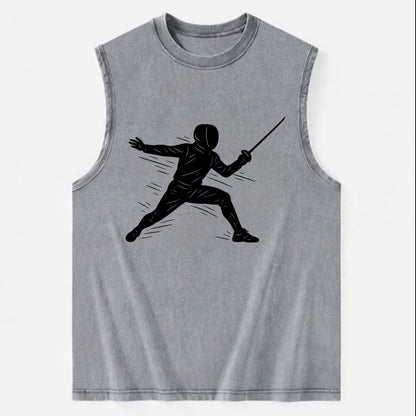 Fencer lunging attack position - Vintage Washed Tank - Grey