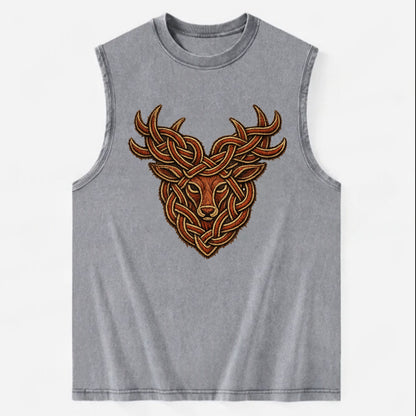Stag Knot - Vintage Washed Tank - Grey