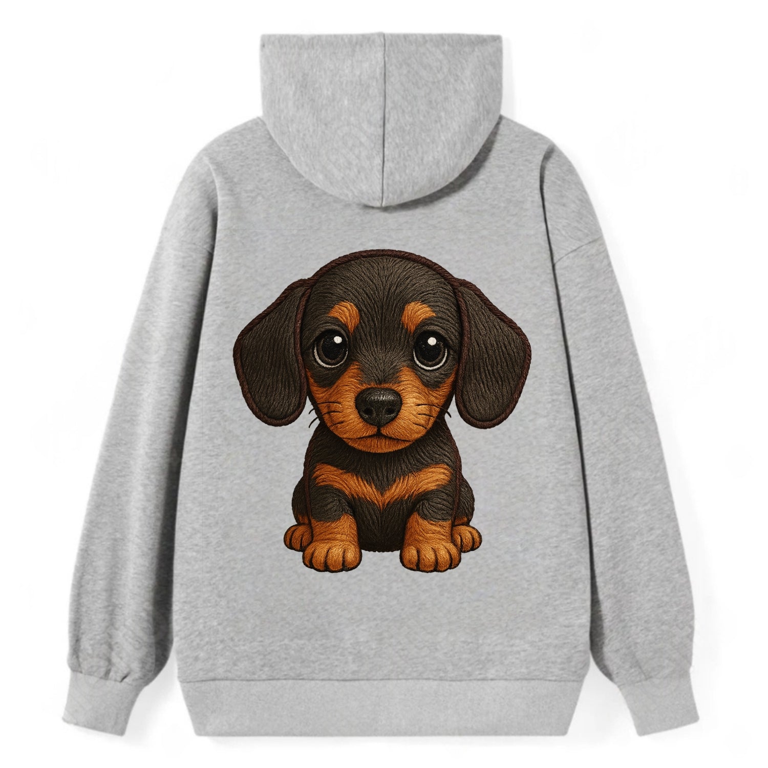 Baby Dachshund Puppy - long body, short legs, floppy ears, curious eyes, - Classic Pullover Hoodie - Grey