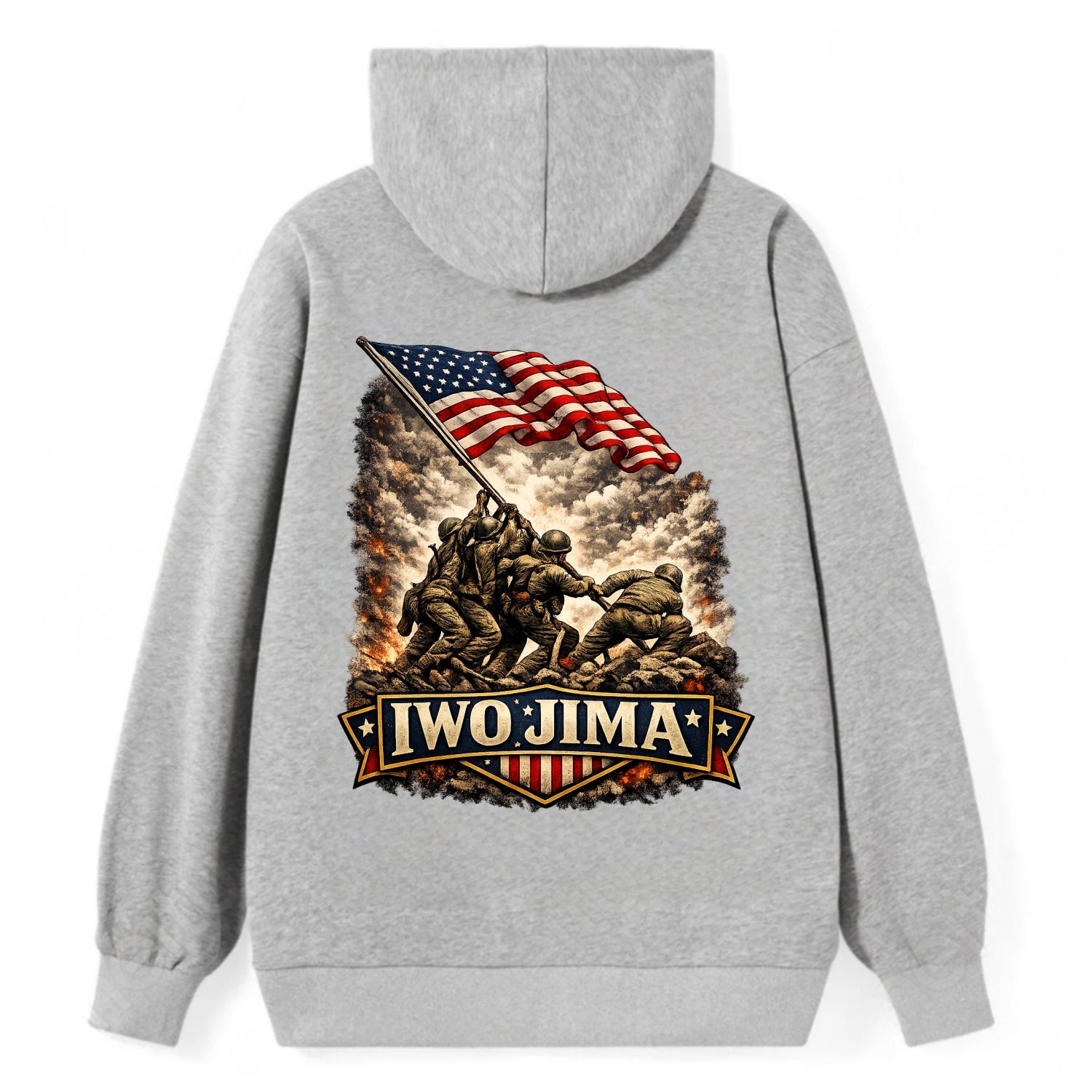 Iwo Jima Flag Raising - Classic Pullover Hoodie - Grey