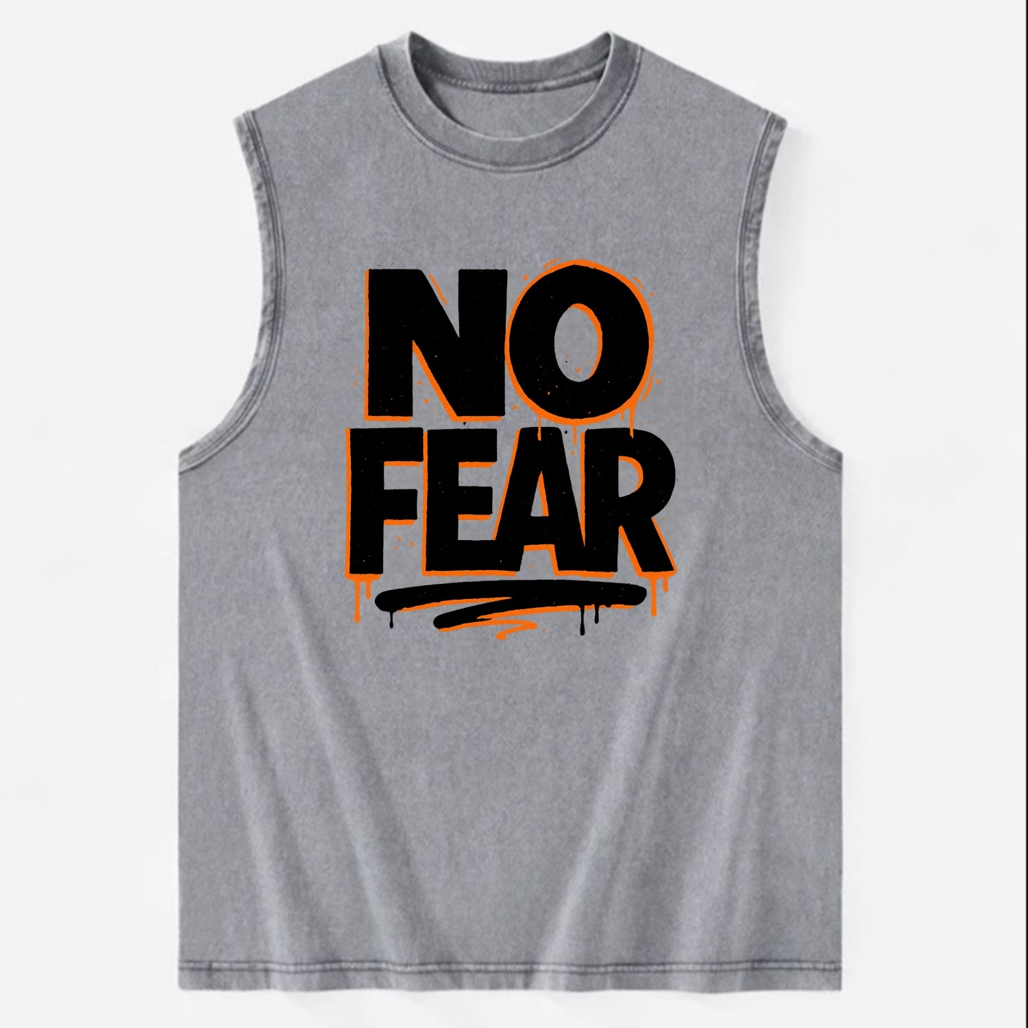 Bold typography design - "NO FEAR" - courage, bravery - Vintage Washed Tank - Grey