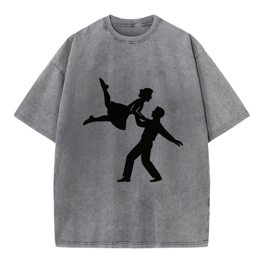 Swing dancers aerial lift - Vintage T-shirt - Grey