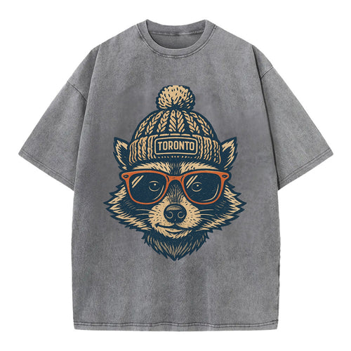 Toronto Raccoon wearing Toronto beanie w - Vintage T-shirt