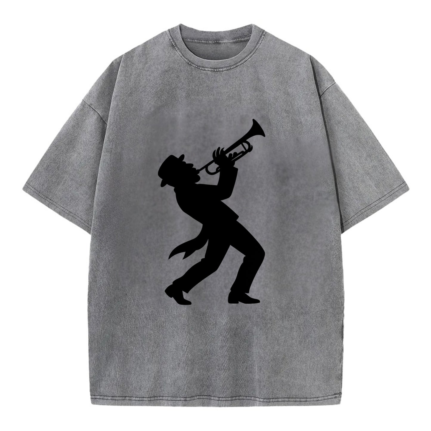 Trumpet player hitting high note - Vintage T-shirt - Grey