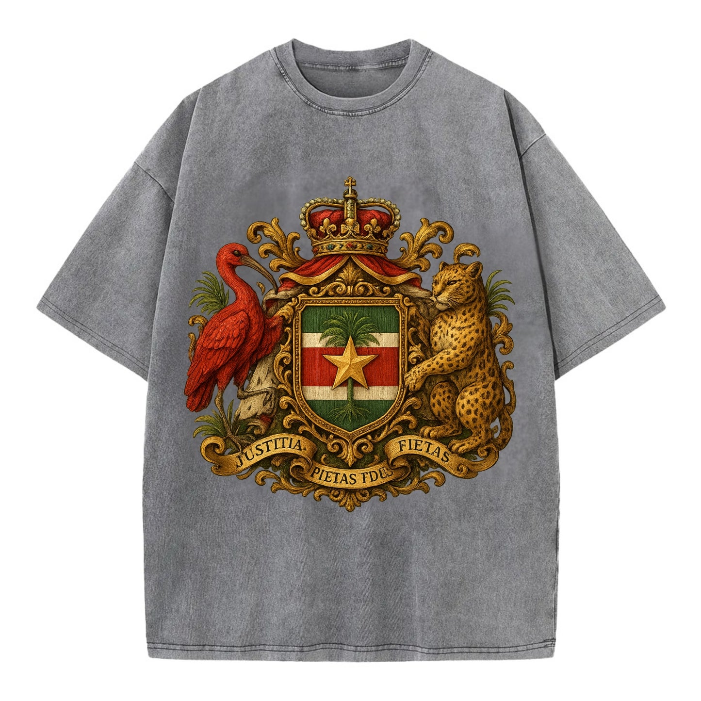 Suriname Star Emblem  - Vintage T-shirt - Grey