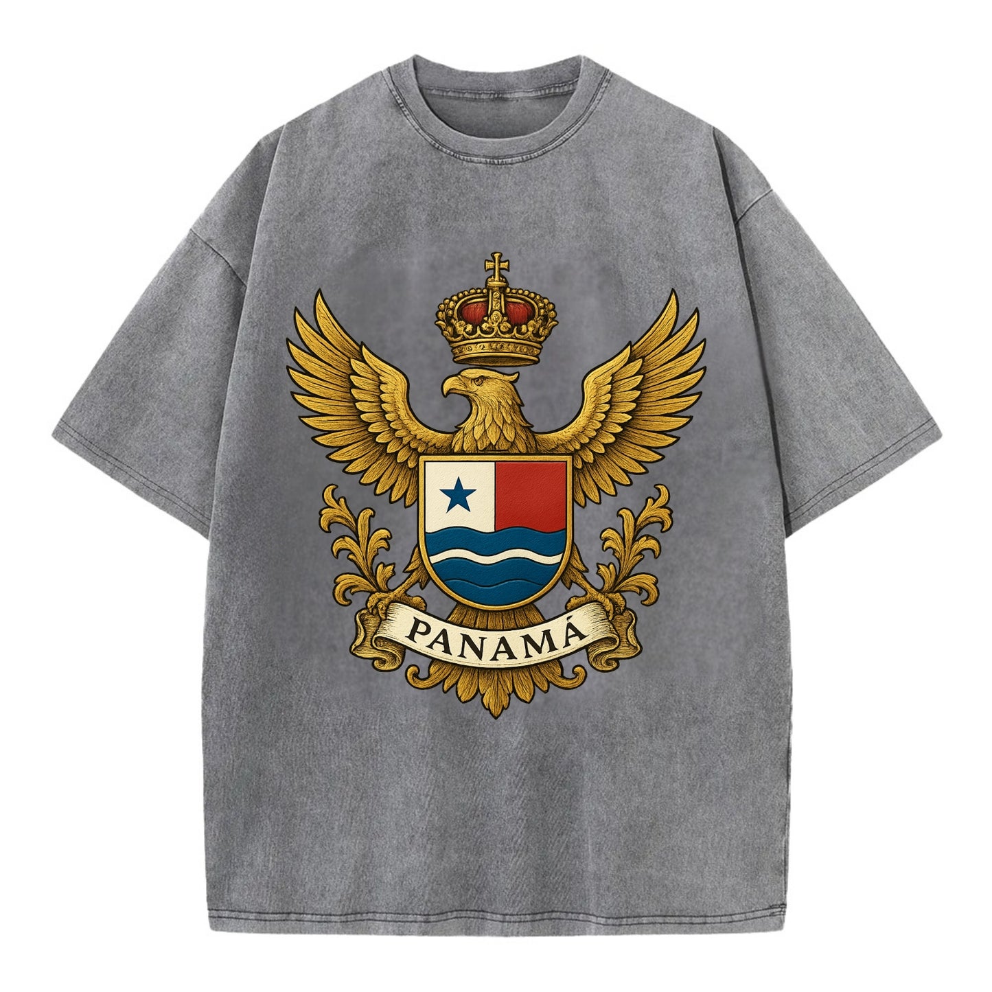 Panama Heritage Badge  - Vintage T-shirt - Grey