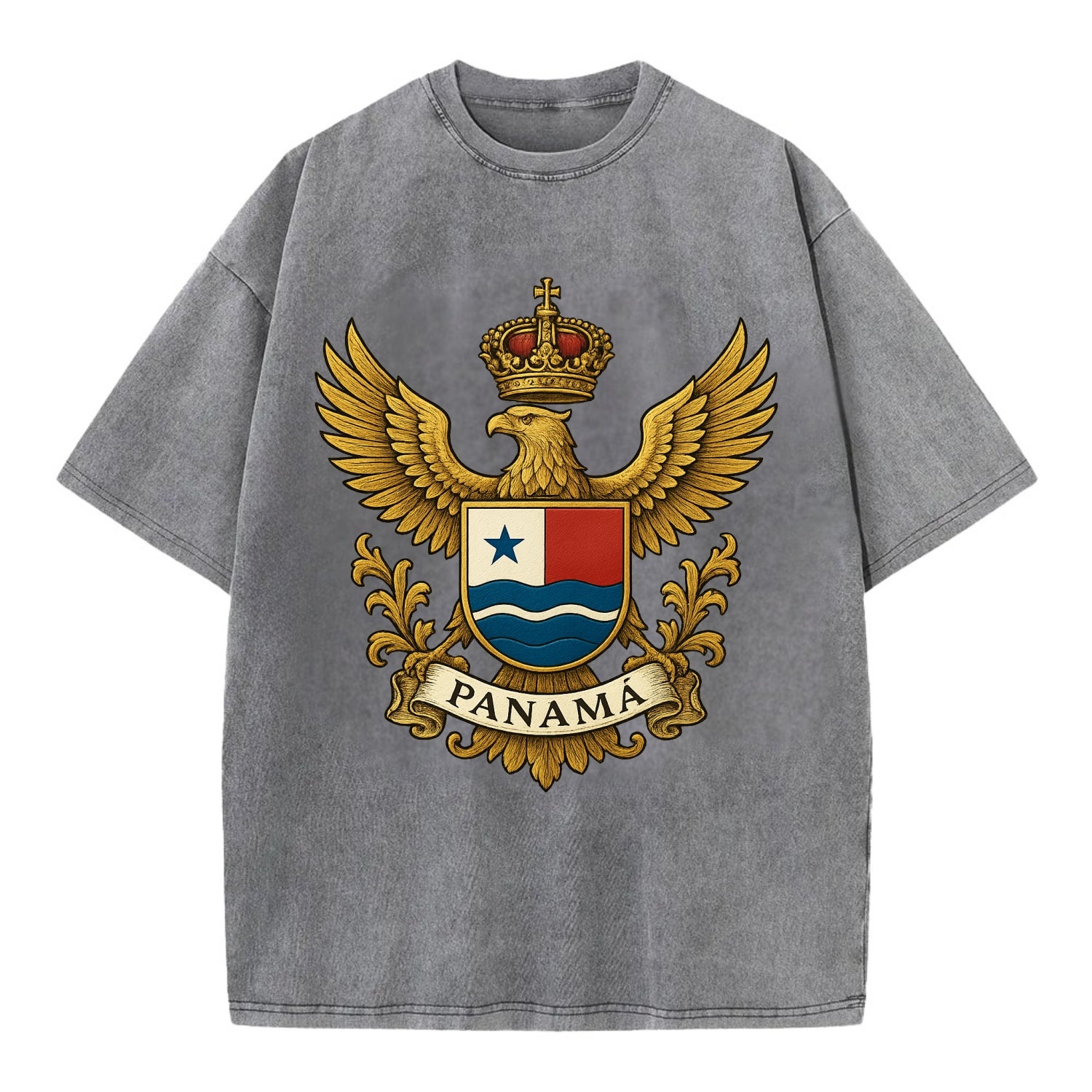 Panama Heritage Badge  - Vintage T-shirt - Grey
