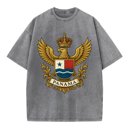 Panama Heritage Badge  - Vintage T-shirt - Grey